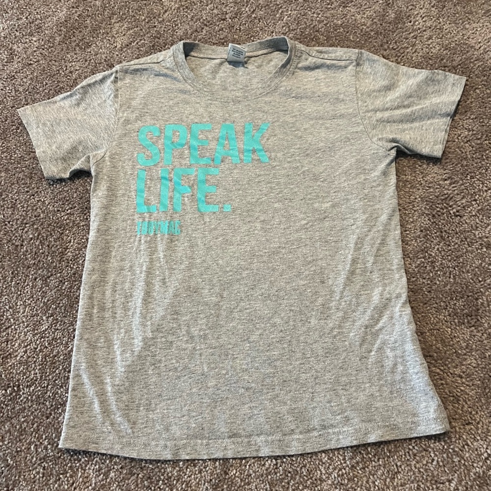 Gray T-Shirt with Blue Text - Christian Singer t-shirt
